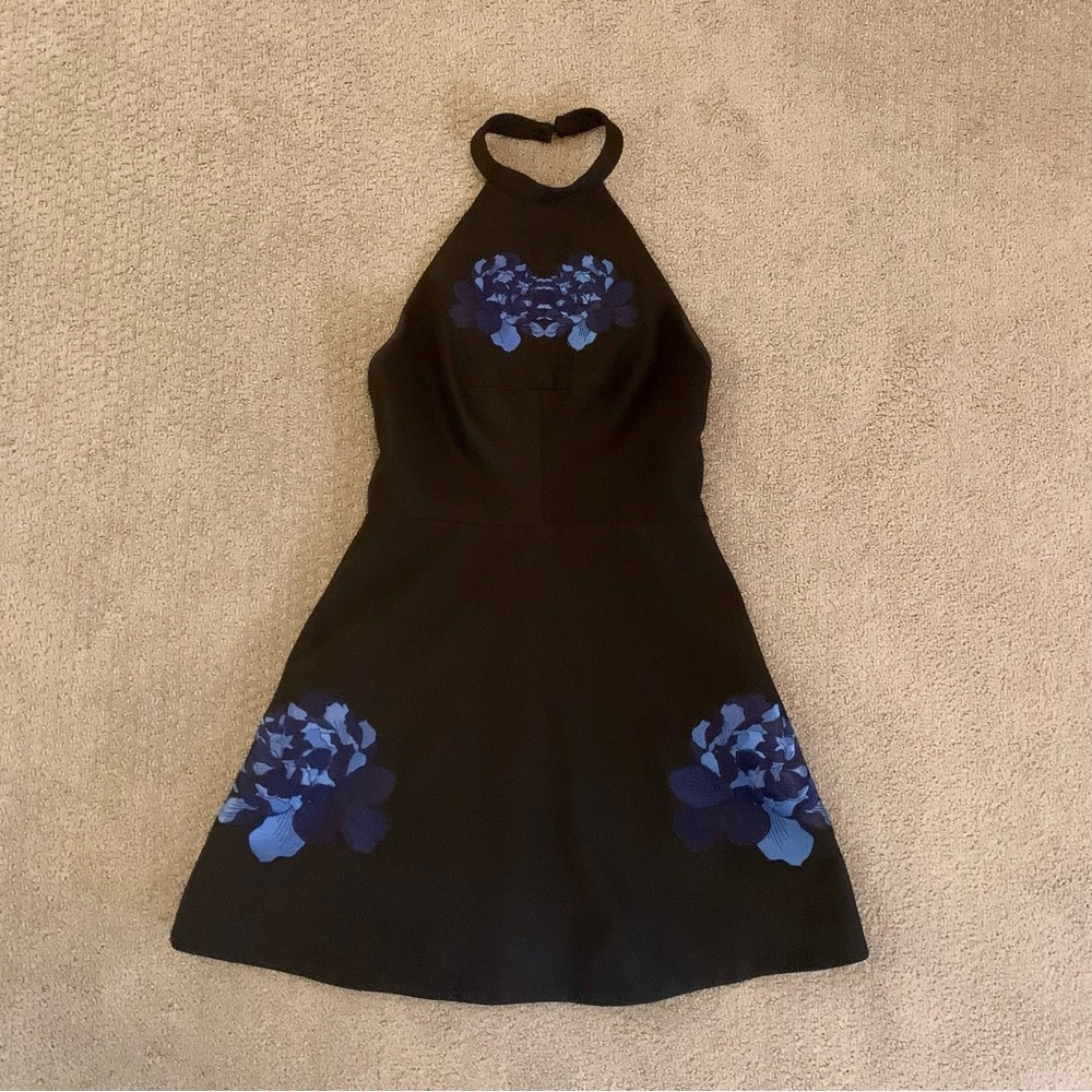 Keepsake The Label Light Fields Dress Cocktail Halter Floral Embroidered Mini